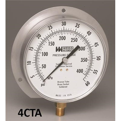 4CTA 0-160# 4L (Weiss) | Gauge 0-160# 4 Face W/ Flange | Standard Pressure Gauge | 1/4