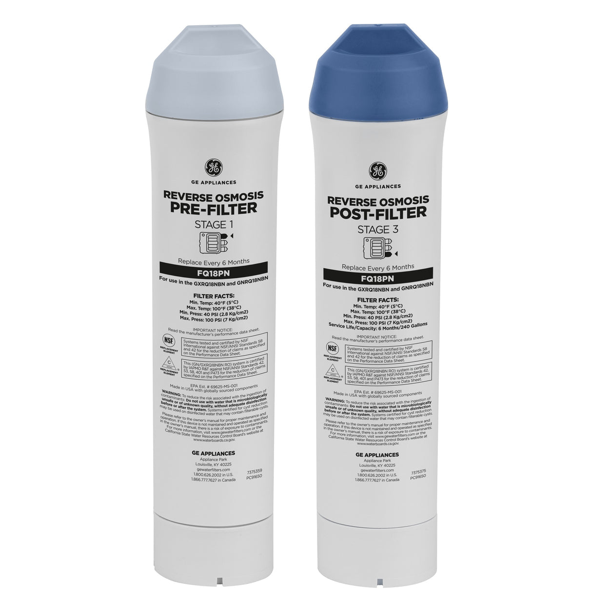 GE | (FQ18PN) Reverse Osmosis Replacement Pre & Post Filter Set