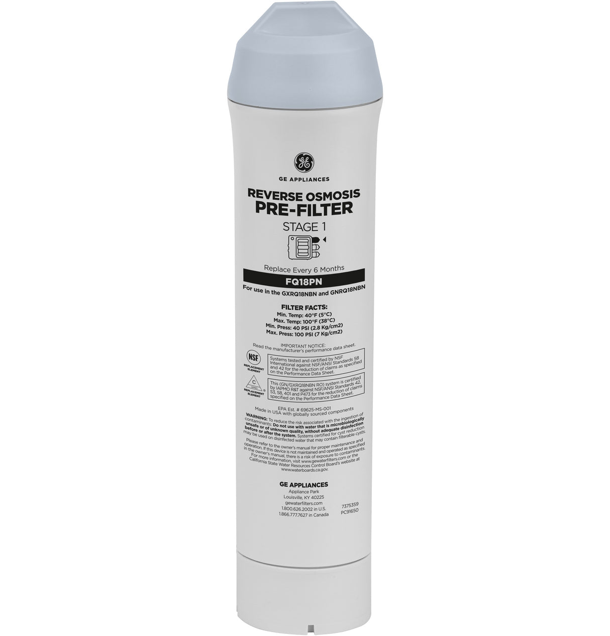 GE | (FQ18PN) Reverse Osmosis Replacement Pre & Post Filter Set