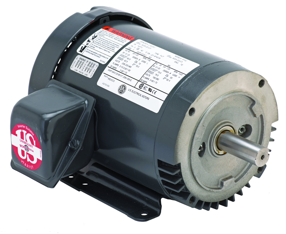 U32P2D (US Motors/Nidec) | GeneralPurposeMotor | 1.5 HP | 3 Phase | TEFC | 1760 RPM | 230/460 Volts