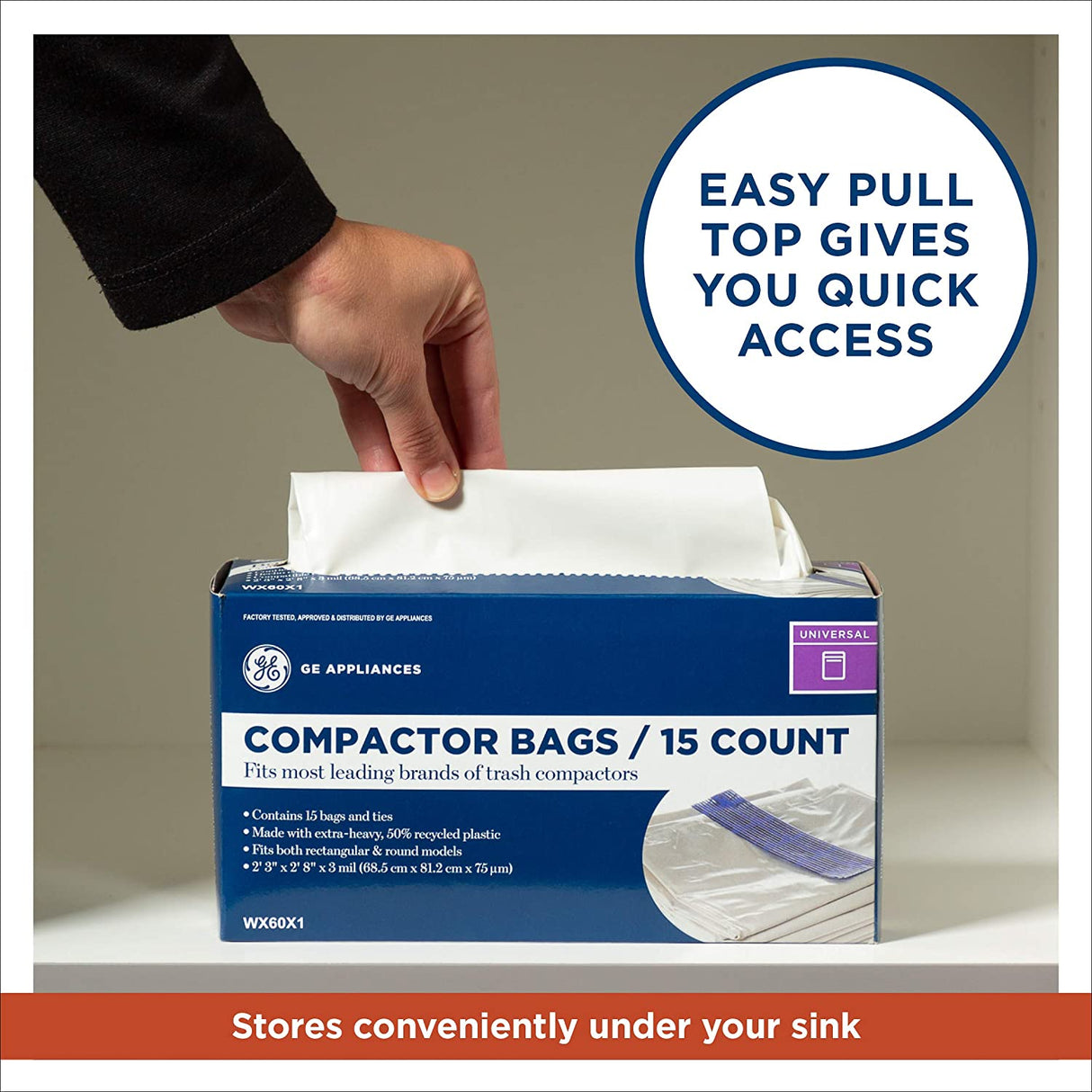 GE | (WX60X1-2PK) 15" Universal Compactor Bags (30 qty)