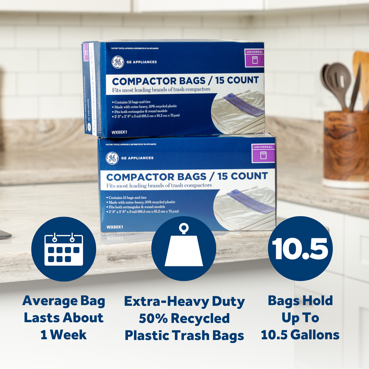 GE | (WX60X1-2PK) 15" Universal Compactor Bags (30 qty)