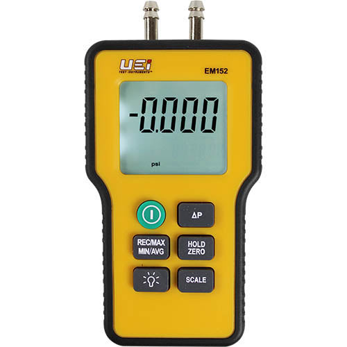 EM152 - UEI TEST INSTRUMENTS Digital Manometer: -60 in wc to 60 in wc, Backlit LCD, 1/4 in Hose Barb