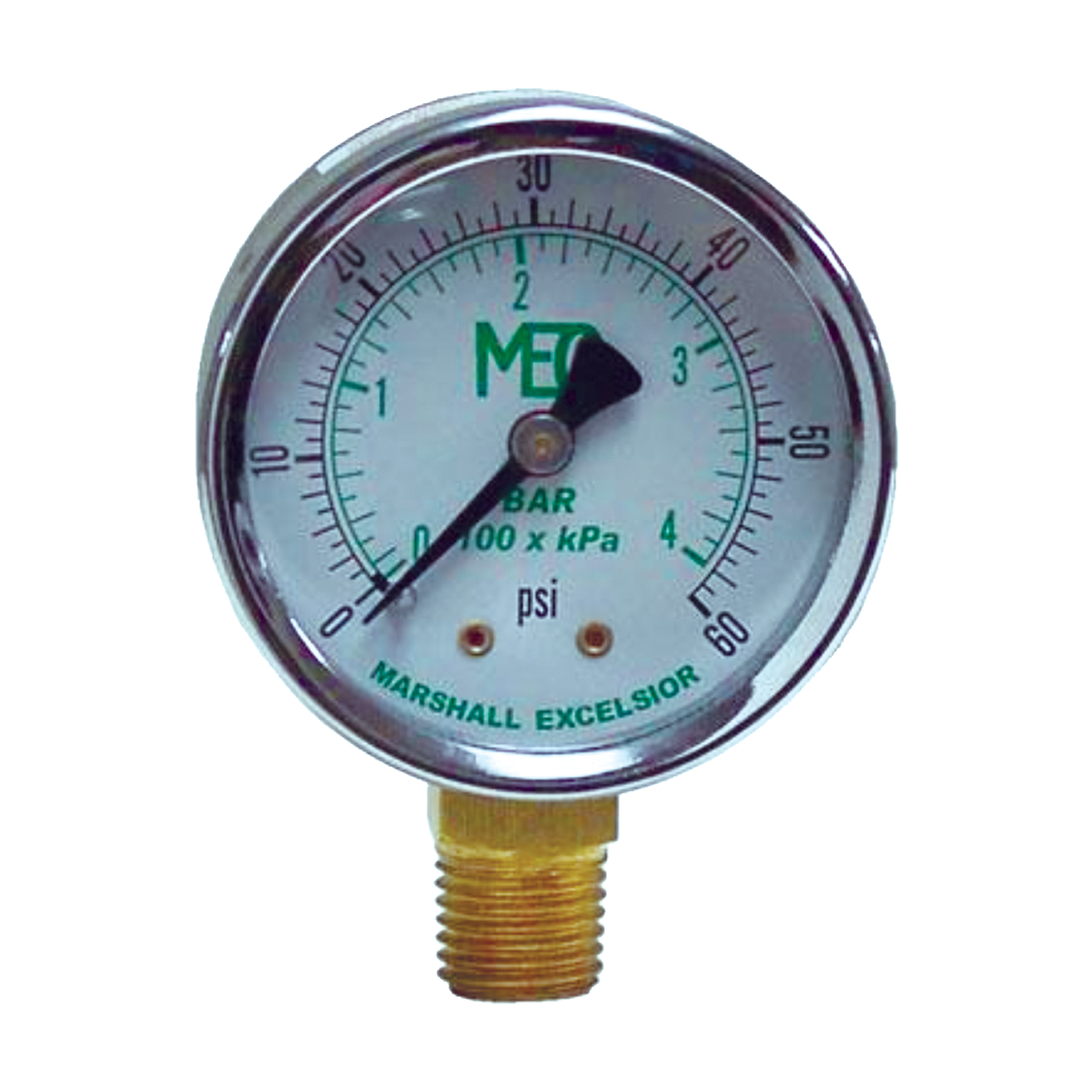 101D-204B (Marshall Excelsior) Gauge-1/4 Mpt Br Btm Mt 2Stl Dry 0-15Psi