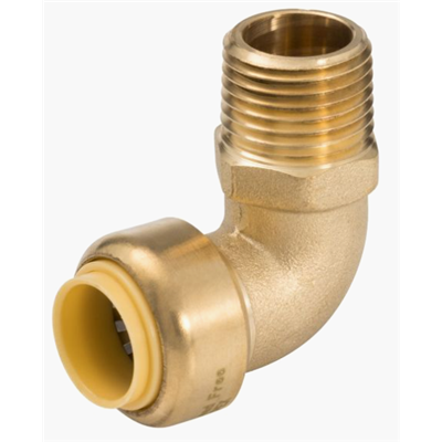38365 (Zoomlockpush) | 3/4 Push FitxMPT 90 Elbow LF | Push Water Fittings | Elbow - 90 | Push x MPT | 3/4