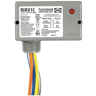 RIBU1C (Functional Devices) | Enclosed Relay 10Amp SPDT 10-30Vac/dc/120Vac