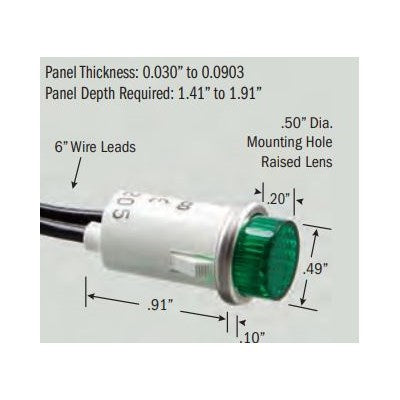SL534136 (Selecta Switch) | Lens 1/2 125V Green Raised Seleca | Wire