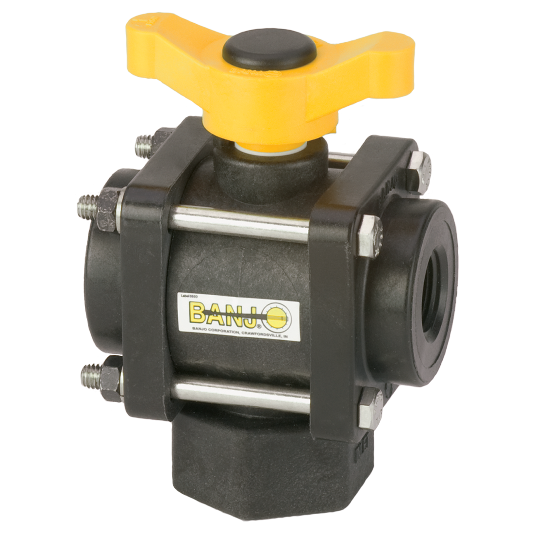 V075BL (Banjo) Valve-Ball 3/4 3-Way Bottom Load Poly