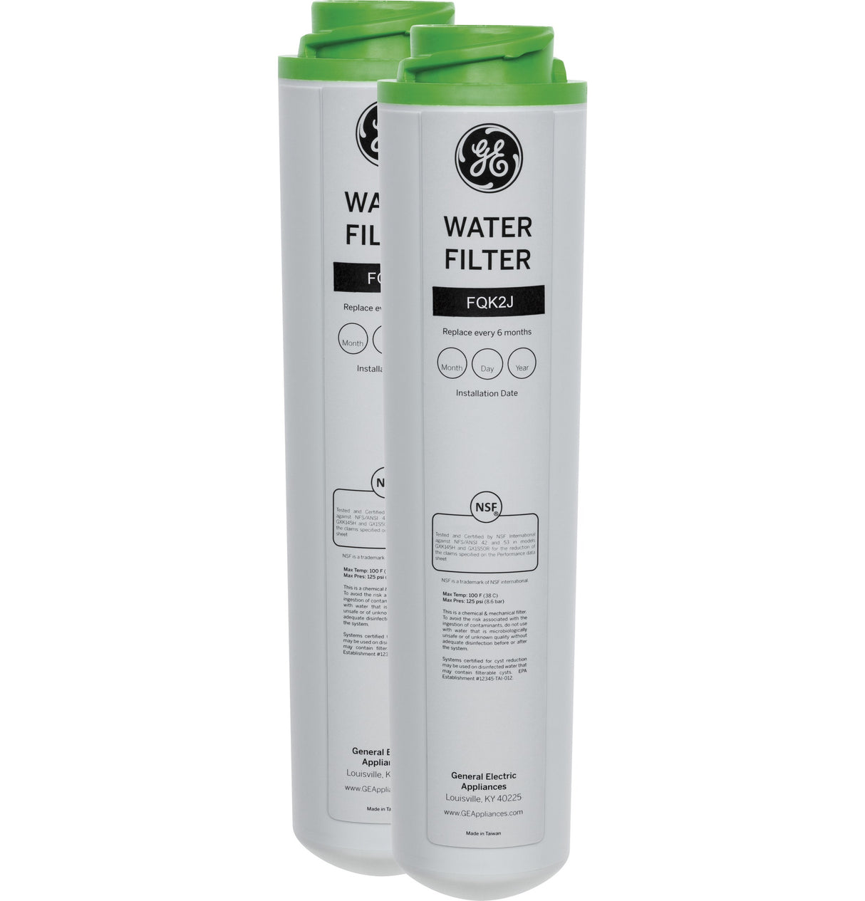 GE Dual Flow Drinking Water Replacement Filters (Pharmaceuticals/Lead/Mercury/VOC) - FQK2J