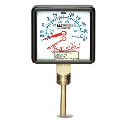HTP40L (Weiss) | Tridicator 0-200# 80-320F 1/2 Bottom | Tridicators (Temp/Press)