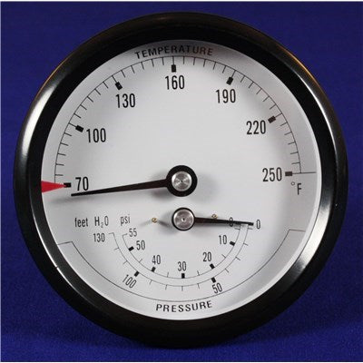 510218099 (Weil-Mclain) | Tridicator Gauge 60# 2.5DIAL 1/4BACK | Pressure And Temperature Gauge