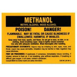 Dprint Part (7282Q) Methanol Warning Decal 3 X 5