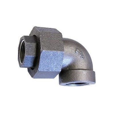 312104201 (Anvil) | GL Une 3/4 XH | 3/4" Extra Heavy Black Steel Union 90 Elbow