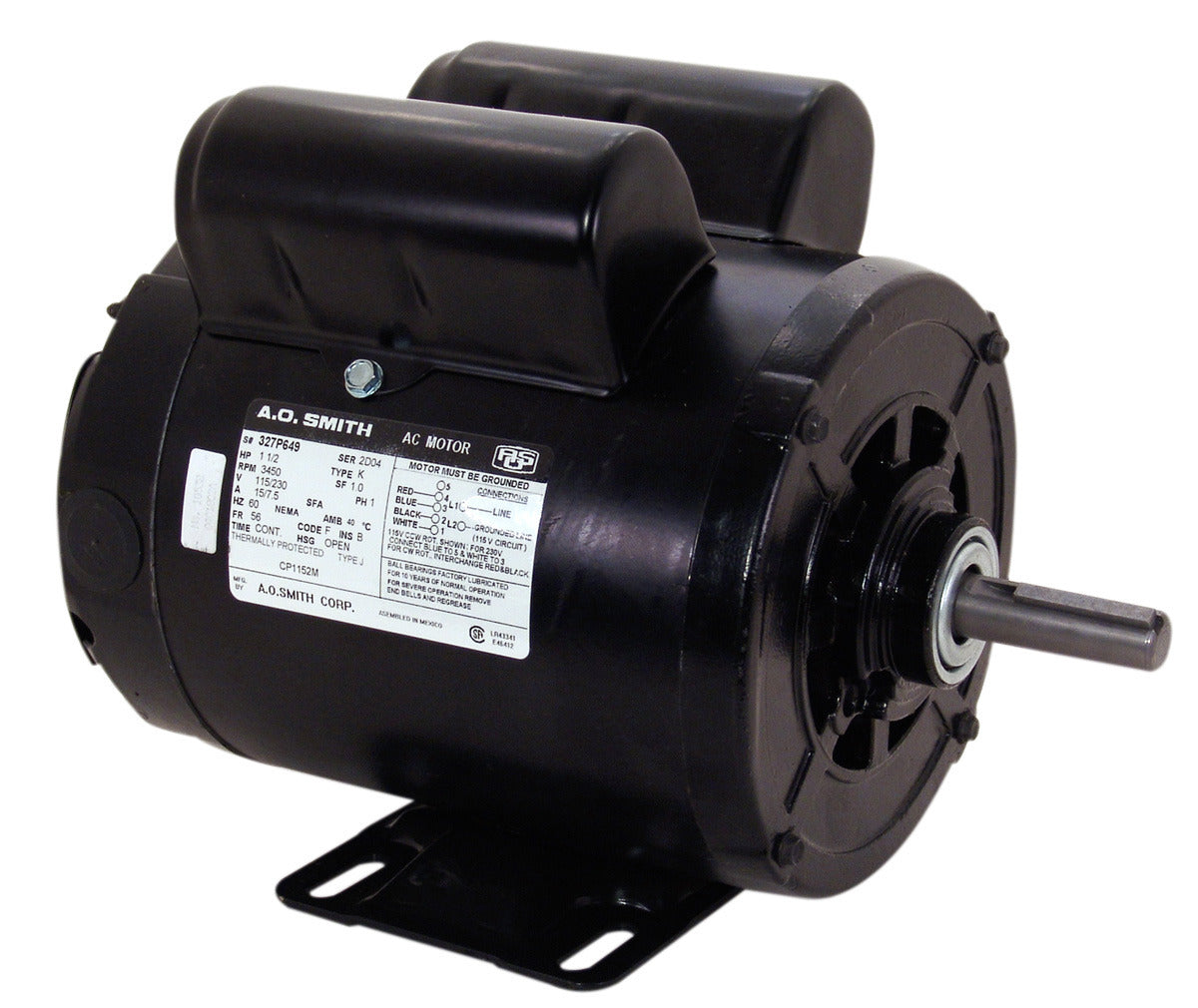 CP1302L (Century) | Air Compressor Motor | 3 HP | 1 Phase | ODP | 3450 RPM | 208-230 Volts