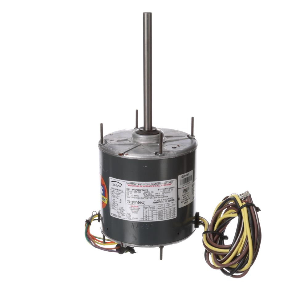 G3459HS (Genteq) | Condenser Fan Motor | 0.33 HP | 1 Phase | TEAO | 825 RPM | 208-230 Volts
