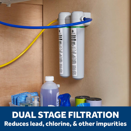 GE Under Sink (Dual Stage) Water Filtration System with Faucet - GXK255TBN
