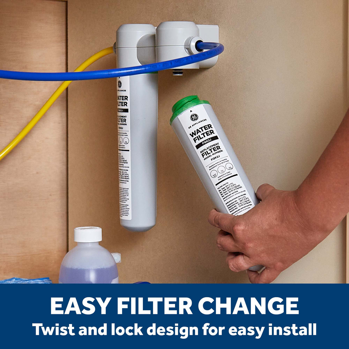 GE Under Sink (Dual Stage) Water Filtration System with Faucet - GXK255TBN