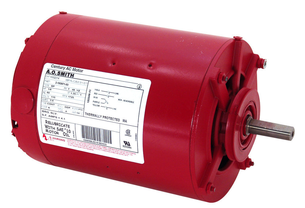 HW2014L (Century) | Pump Motor | 0.17 HP | 1 Phase | ODP | 1725 RPM | 115 Volts