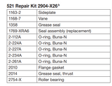 2904-X26 (Corken) Kit-Repair 2 Corken Pump Lp/Nh3 521/522