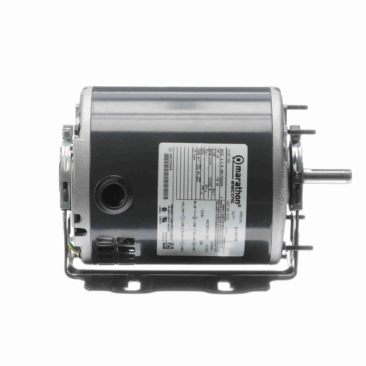 MS102 (Marathon) | General Purpose Motor | 0.25 HP | 1 Phase | ODP | 1725 RPM | 115 Volts