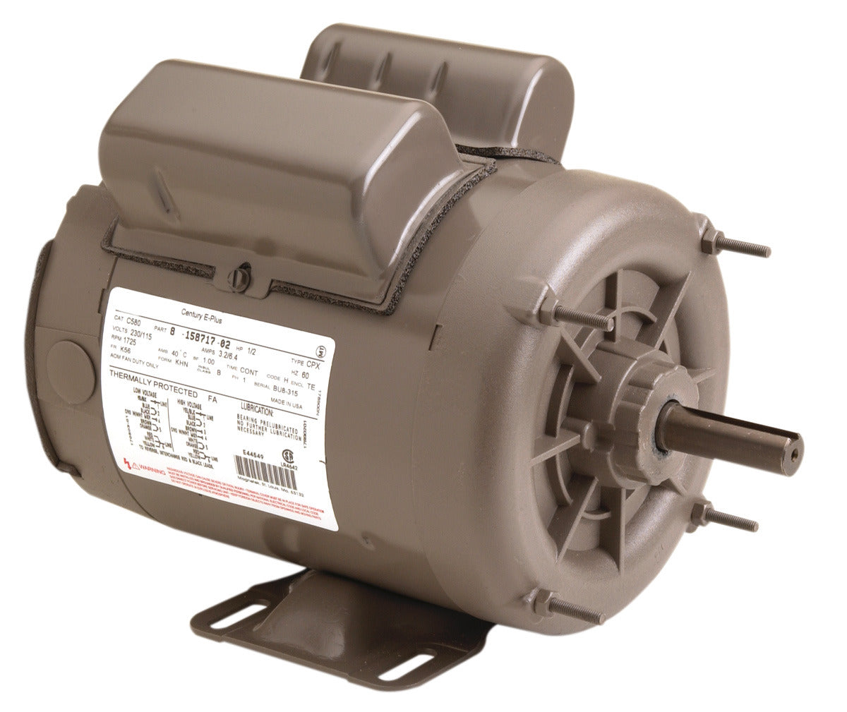 UC782 (Century) | Farm Duty Motor | 1 HP | 1 Phase | TENV | 1725/1425 RPM | 115/230 Volts