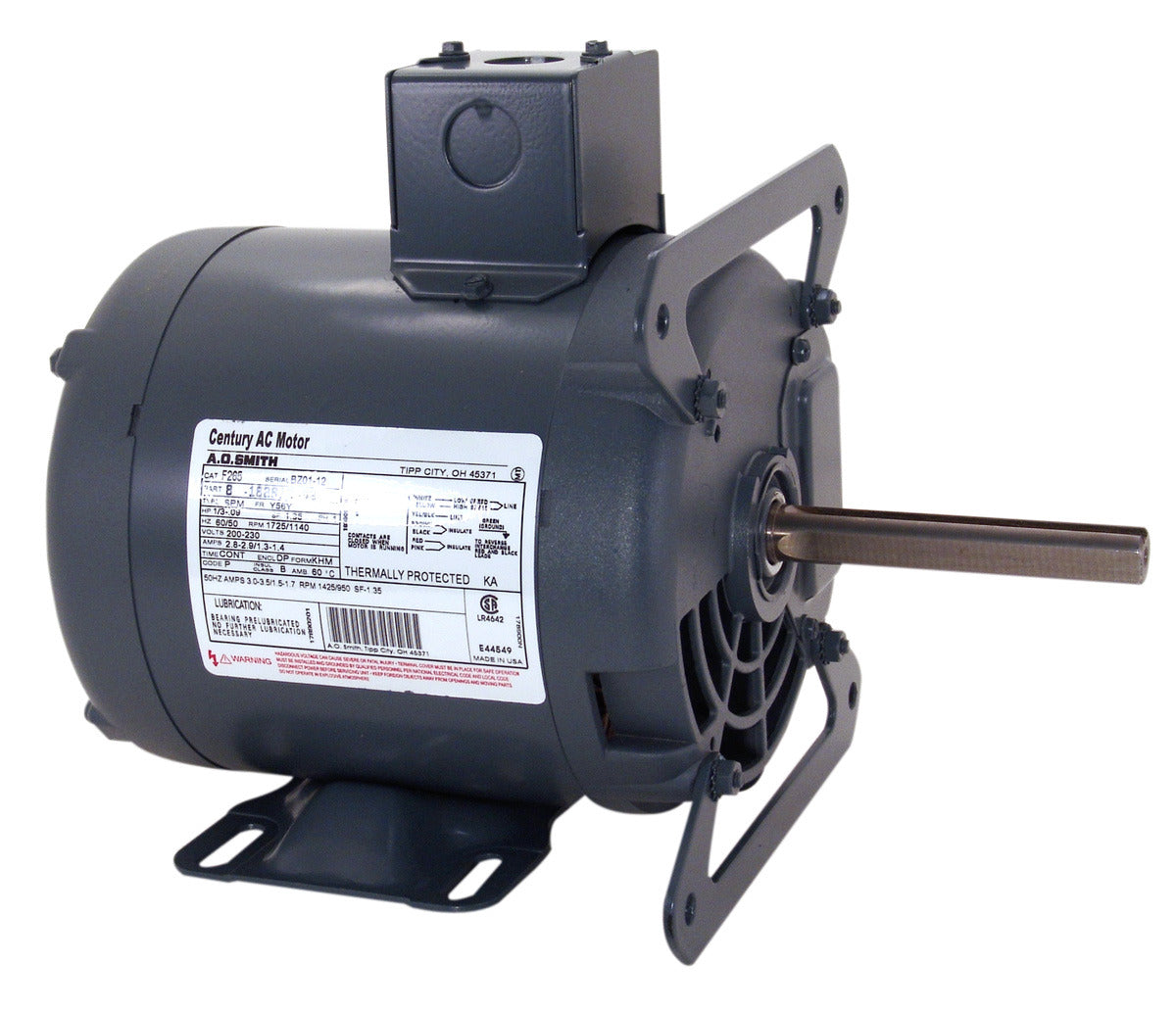 UF265 (Century) | Convection Oven Motor | 0.33 HP | 1 Phase | ODP | 1725/1140 RPM | 200-230 Volts
