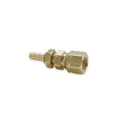 DYNBA-44-B (Dynacon) | Bulkhead Union 1/4 Barb X 1/4 Comp | Tubing Fittings - Pneumatic | Bulkhead Union | 1/4 Barb X 1/4 Comp | Brass