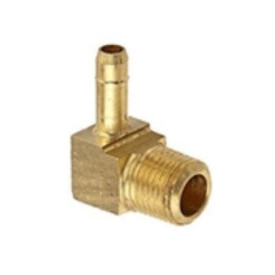 DYNBML-42 (Dynacon) | Barb TO MPT Elbow 1/4 Barb X 1/8 MPT | Tubing Fittings - Pneumatic | Elbow | 1/4 Barb X 1/8 MPT | Brass