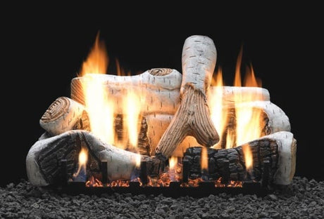 LS24B | 24 in. Ceramic Fiber Birch Logs 4 Logs, Needs Vent or VF Burner