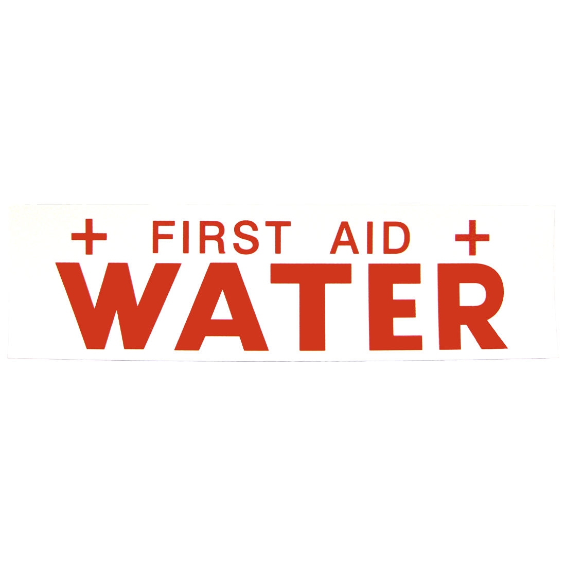 1445 (Mid America Graphics) Decal-First Aid Water 2.5X9 Red On Wht