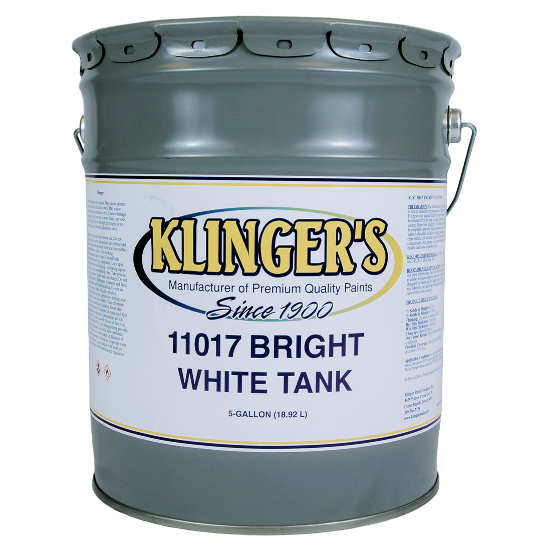 K11514-5 (Klinger Paint) Paint-Light Gray Tank Enamel 5 Gal