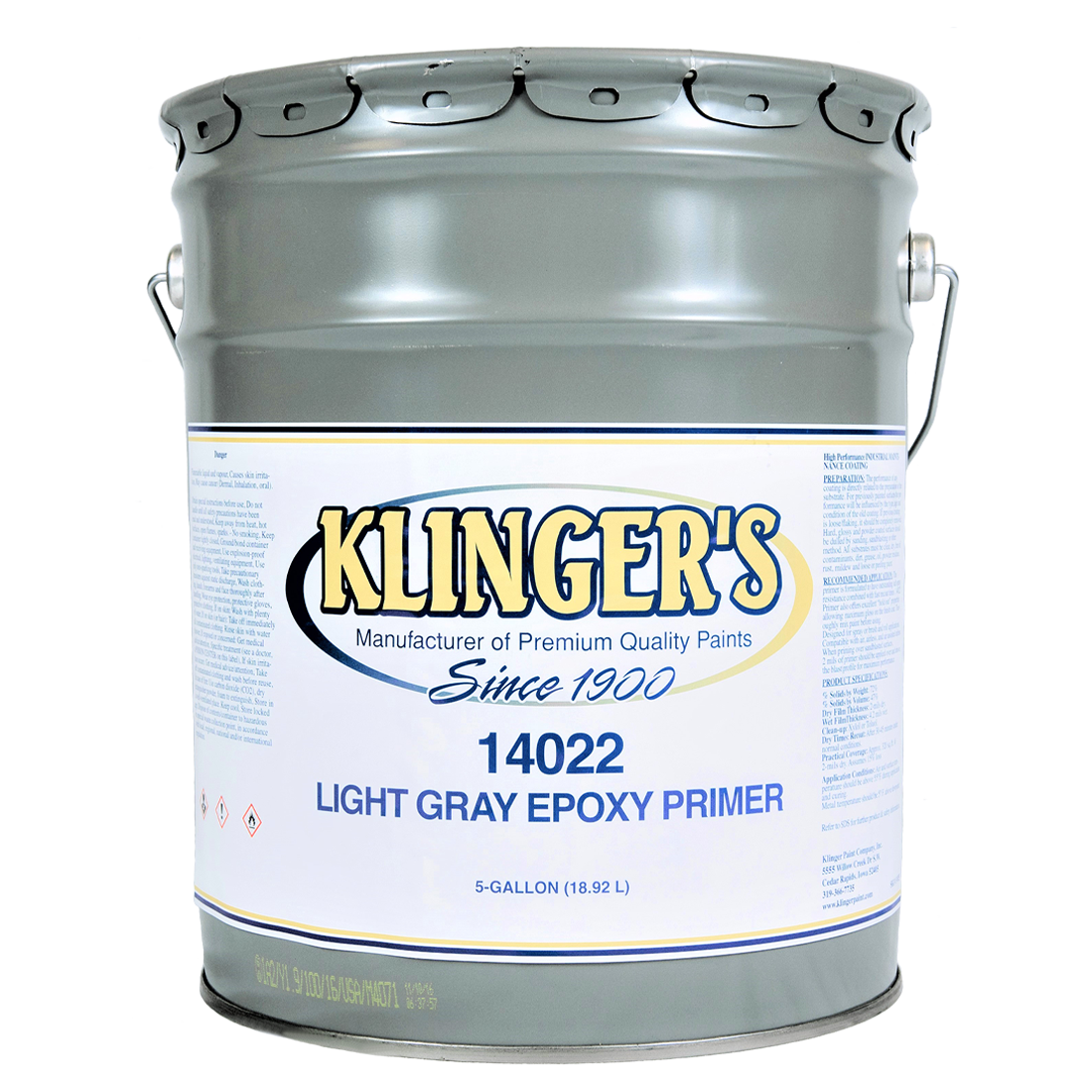 K14022-5 (Klinger Paint) Primer-Light Gray Epoxy Fast Dry 5 Gal