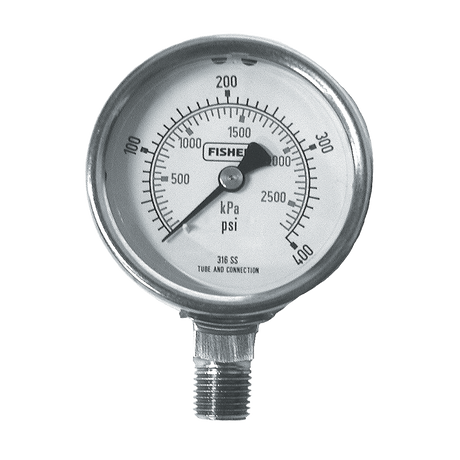 J542 (Fisher) Gauge-1/4Mpt Ss Btm Mt 2 Stl D 0-400 Psi