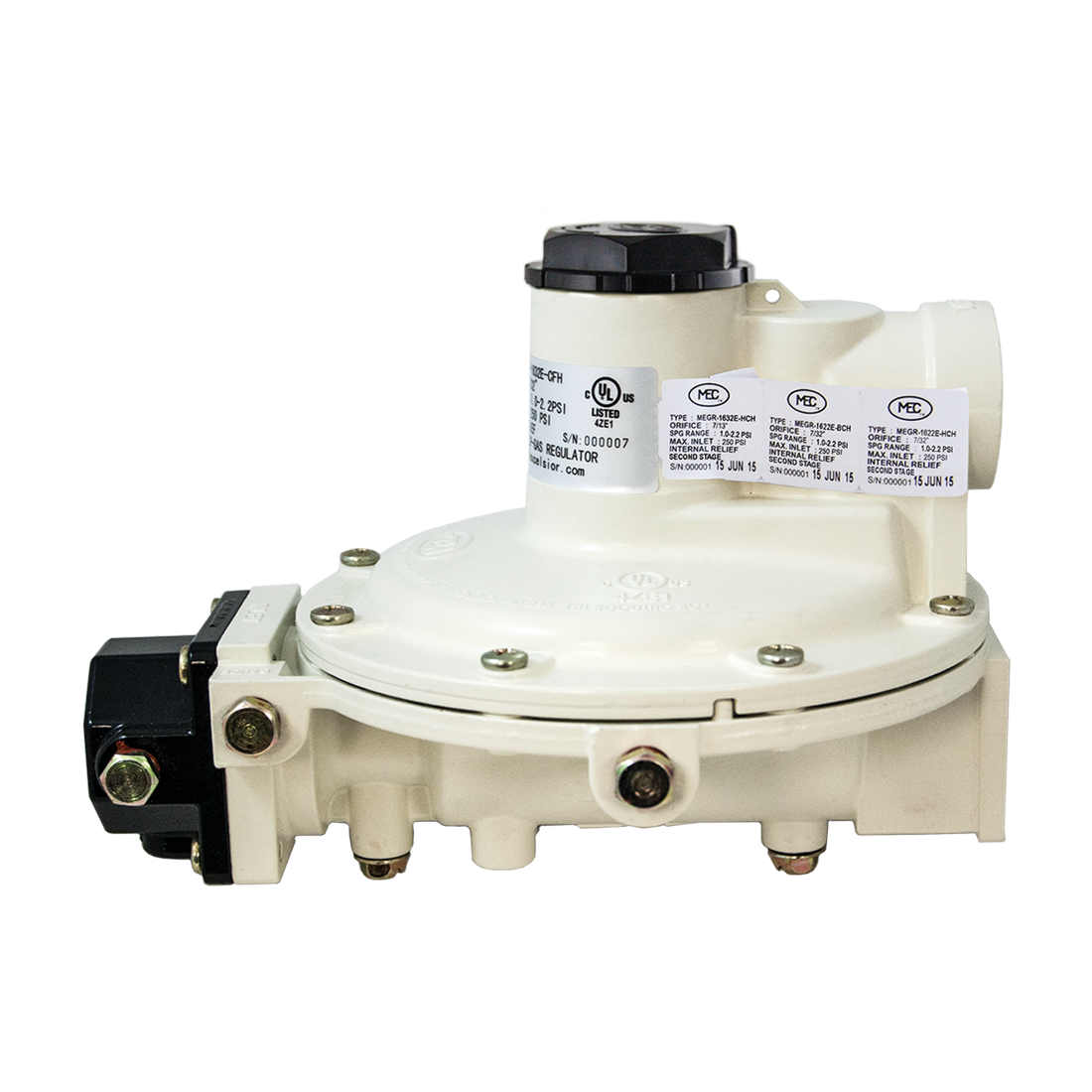 MEGR-1232E-BBH (Marshall Excelsior) Regulator-Cpt Intg 1/4Fpt Inx1/2Fpt 2Psi