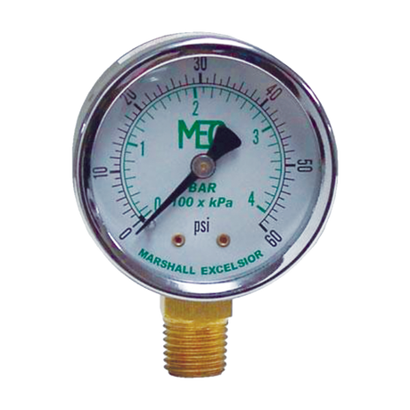 MEJ502 (Marshall Excelsior) Gauge-1/4 Mpt Br Btm Mt 2Stl Dry 0-60Psi