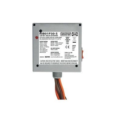 RIB01P30-S (Functional Devices) | Enclosed Relay 30Amp DPST + Coil Side Override 120Vac1