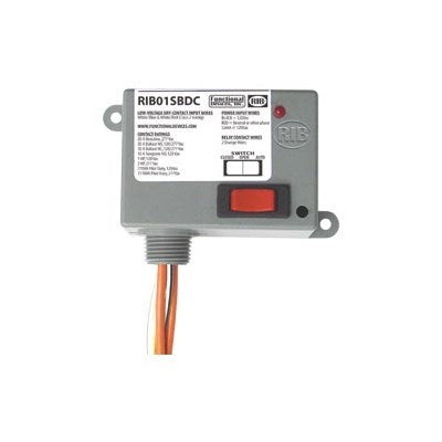 RIB01SBDC (Functional Devices) | Enclosed Relay | Class 2 Dry Contact Input | 120Vac pwr | 20A Spst + Override