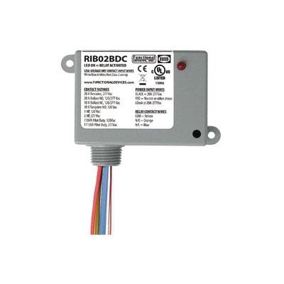 RIB02BDC (Functional Devices) | Enclosed Relay | Class 2 Dry Contact Input | 208-277Vac pwr | 20A SPDT