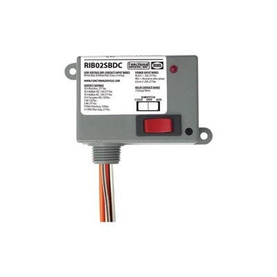 RIB02SBCDC (Functional Devices) | Enclosed Relay | Class 2 Dry Contact Input | 208-277Vac pwr | 20A SPDT + Override