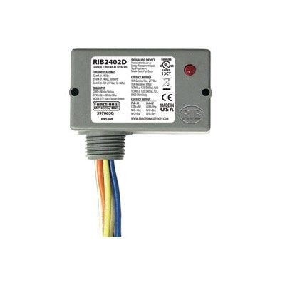 RIB2402D (Functional Devices) | Enclosed Relay 10Amp DPDT 24Vac/dc/208-277Vac