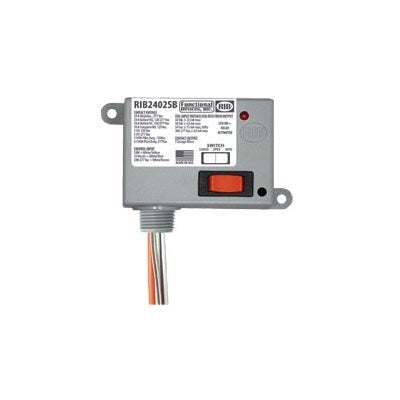 RIB2402SB (Functional Devices) | Enclosed Relay 20Amp Spst-No + Override 24Vac/dc/208-277Vac