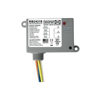 RIB2421B (Functional Devices) | Enclosed Relay 20Amp SPDT 24Vac/dc/120Vac/208-277Vac