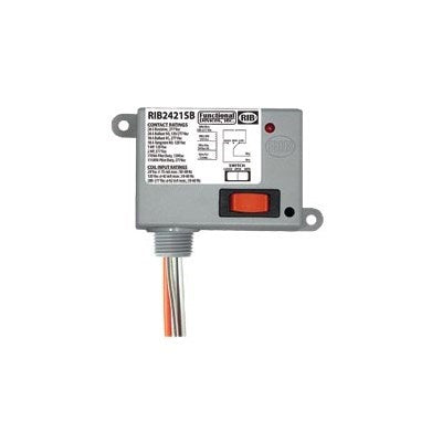 RIB2421SB (Functional Devices) | Enclosed Relay 20Amp Spdt-No + Override 24Vac/dc/120Vac/208-277Vac