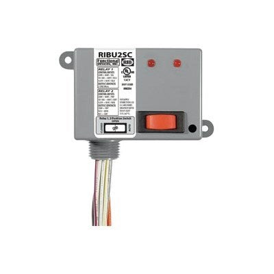 RIBU2SC (Functional Devices) | Enclosed Relays 10Amp 1 Spst + 1 SPDT 10-30Vac/dc or 120Vac + Override