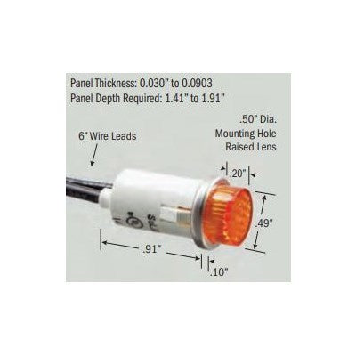 SL532166 (Selecta Switch) | 1/2 125V Amber Flush Lensselec | Wire