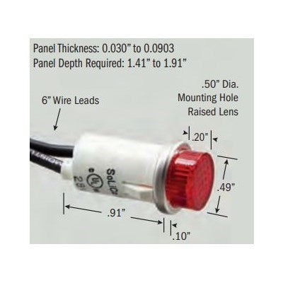 SL534155 (Selecta Switch) | 1/2 28V Red Raised Lens | Wire