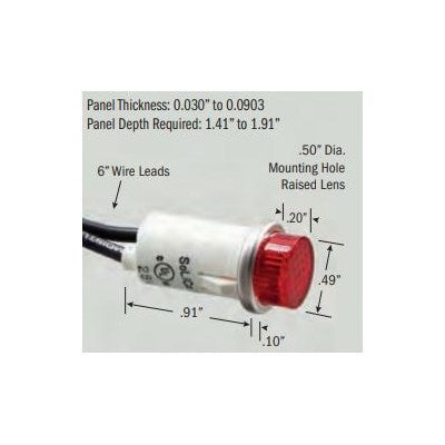 SL532154 (Selecta Switch) | 1/2 14V Red Flush Lens | Wire