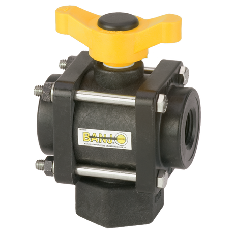 V075BL (Banjo) Valve-Ball 3/4 3-Way Bottom Load Poly