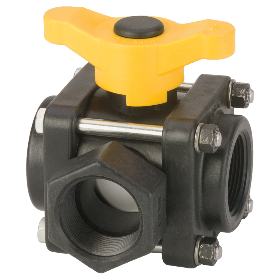 V150SL (Banjo) Valve-Ball 1-1/2 3-Way Side Load Poly