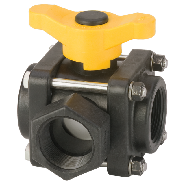 V150SL (Banjo) Valve-Ball 1-1/2 3-Way Side Load Poly